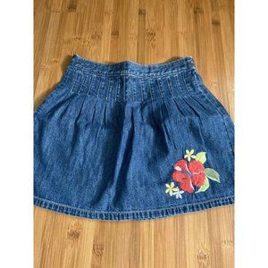 Island Dressing Denim Skirt Vtg Floral